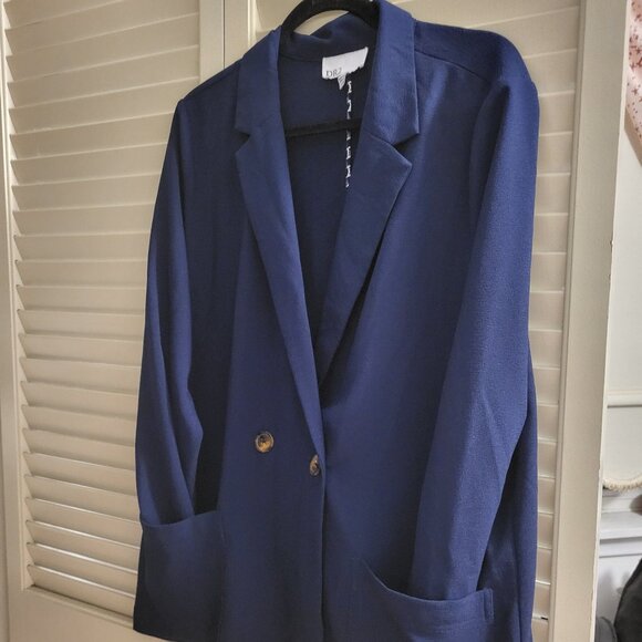 Women's Navy Button Blazer XL - Picture 2 of 5